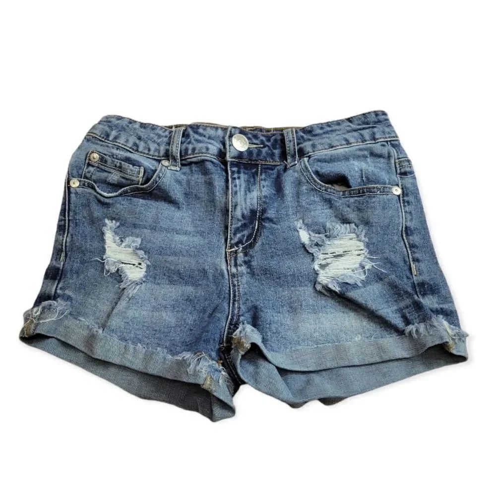 Harmony + Havoc distressed denim shorts 7